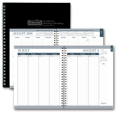HOUSE OF DOOLITTLE Monthly/Weekly Academic Calendar Planner, Black Cover, Jul-Aug, 7 x 9 2955-32